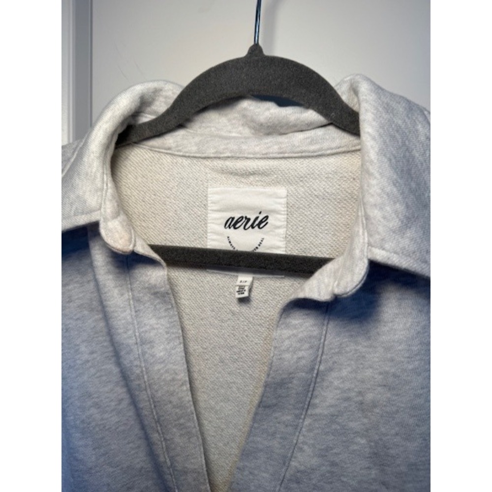 Aerie Oversized Waffle Knit Collared Pullover Top Blue Size Small - Picture 3 of 5